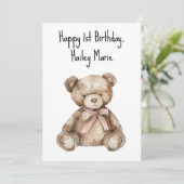最初のパーソナライズされた誕生日テディベア カード (スタンド正面)