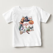 最初のパーソナライズされた誕生日ハロウィーン | ラッフルTシャツ ベビーTシャツ (正面)