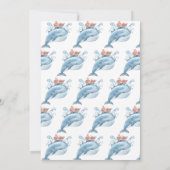 最初のパーソナライズされた誕生日パーティーブルークジラ 招待状 (裏面)