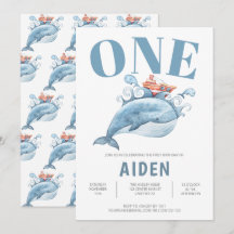 最初のパーソナライズされた誕生日パーティーブルークジラ