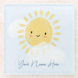 最初のパーソナライズされた誕生日ベイビーシャワーサンシャイン ガラスコースター