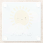 最初のパーソナライズされた誕生日ベイビーシャワーサンシャイン ガラスコースター (裏面)