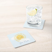 最初のパーソナライズされた誕生日ベイビーシャワーサンシャイン スクエアペーパーコースター (インサイチュ)