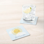 最初のパーソナライズされた誕生日ベイビーシャワーサンシャイン スクエアペーパーコースター (インサイチュ)