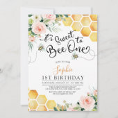最初のビーデイ スウィートトゥビー 1歳の誕生日 招待状 (正面)