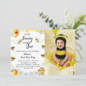 最初のビーデイ　私たちの小さなハニーは1歳のビー　写真 招待状 (スタンド正面)