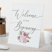 最初のピンクのペデスタルサインへようこそ 台座サイン (インサイチュ)