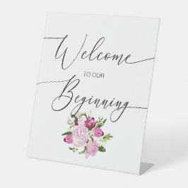 最初のピンクのペデスタルサインへようこそ 台座サイン