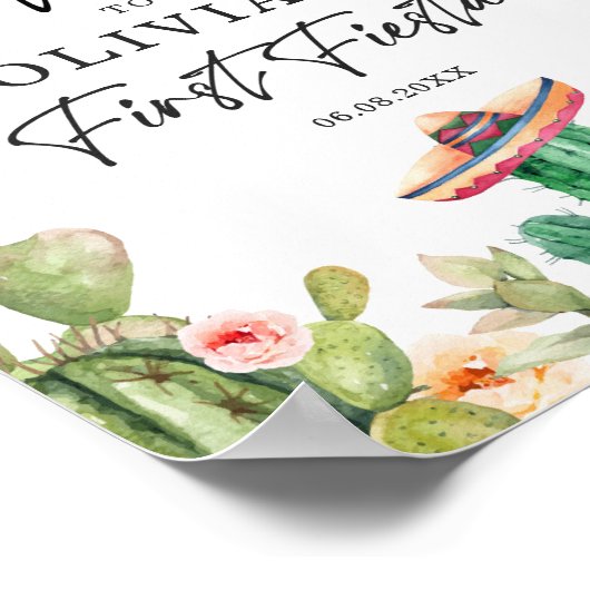 最初のフィエスタウェルカムサイン最初の誕生日メキシコ ポスター (角)