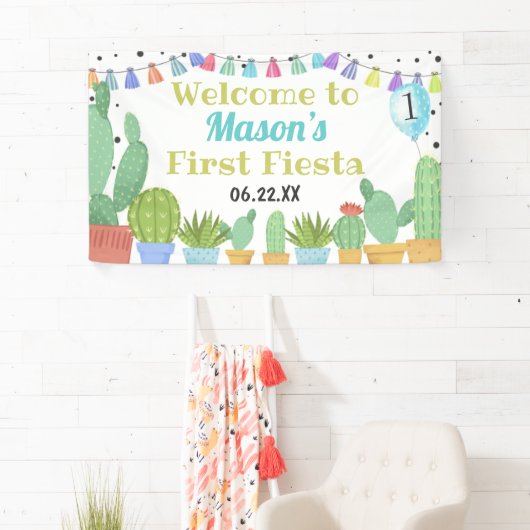 最初のフィエスタボーイタコパーティーサボテンの誕生日 横断幕 (インサイチュ)