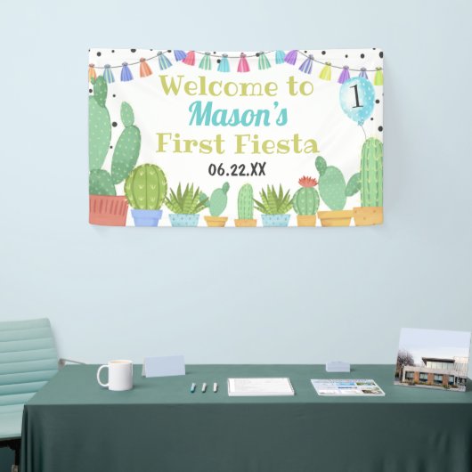 最初のフィエスタボーイタコパーティーサボテンの誕生日 横断幕 (トレードショー)