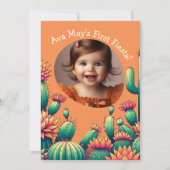 最初のフィエスタ サボテンの誕生日 カスタム写真 招待状 (正面)