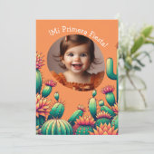 最初のフィエスタ スペイン風 カクタス 誕生日 写真を追加 招待状 (スタンド正面)