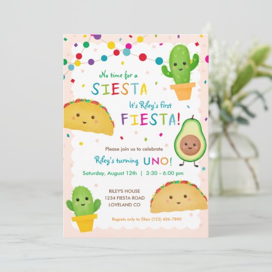 最初のフェスタの誕生日 – シエスタのための時間なし 招待状 (スタンド正面)