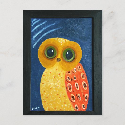 最初のフクロウ絵を描ズ ポストカード (正面)