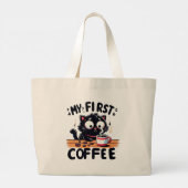 最初のブラックコーヒー冒険 ラージトートバッグ (裏面)