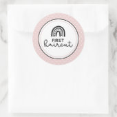 最初のヘアカットの虹と水玉模様マイルストーン ラウンドシール (バッグ)