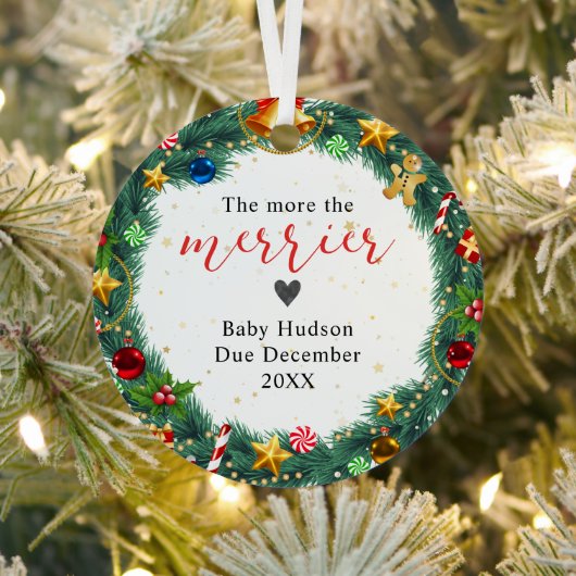 最初のベビーは両親がクリスマスであることを期待 メタルオーナメント (インサイチュ)