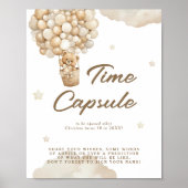 最初のベビー誕生日テディベアベージュタイムカプセル ポスター (正面)