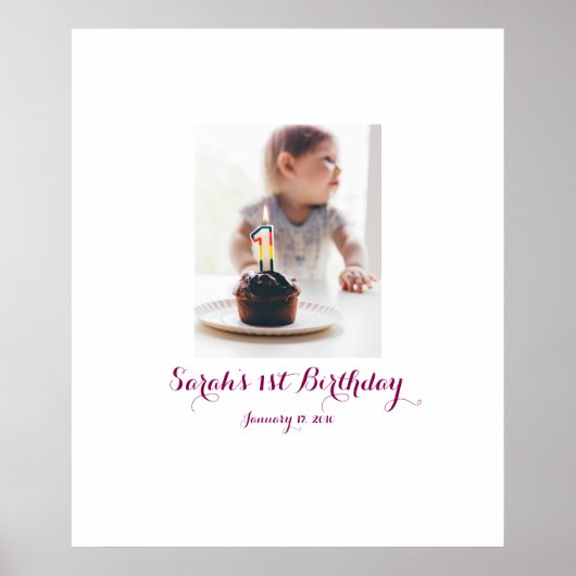 最初のベビー誕生日1stサインインパーティーボード1 ポスター (正面)