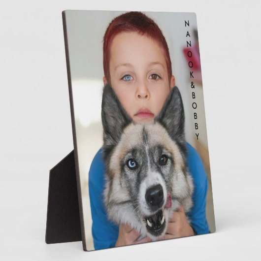 最初のペットパーソナライズされたの形見を作成 フォトプラーク (側面)