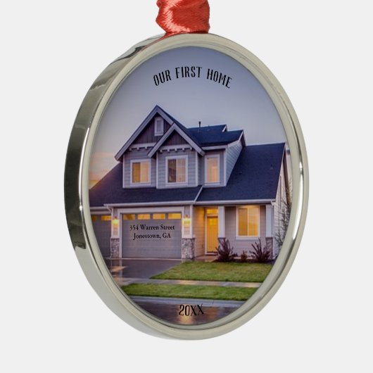 最初のホーム写真 |とパーソナライズされたアドレス | メタルオーナメント (右)