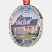 最初のホーム写真 |とパーソナライズされたアドレス | メタルオーナメント (左)
