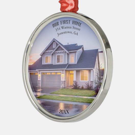 最初のホーム写真 |とパーソナライズされたアドレス | メタルオーナメント (左)