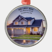 最初のホーム写真 |とパーソナライズされたアドレス | メタルオーナメント (正面)