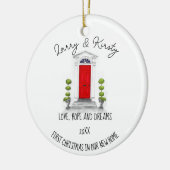 最初のホーム名の編集可能メッセージ セラミックオーナメント (左)