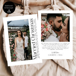 最初のミニマルク結婚したリスマス写真の新婚 シーズンカード