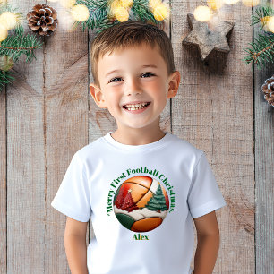 最初のメリーサッカークリスマスベビーギフト ベビーTシャツ