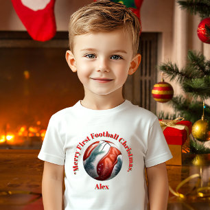 最初のメリーサッカークリスマスベビーギフト ベビーTシャツ