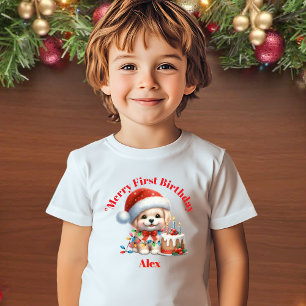 最初のメリー誕生日クリスマスベビーギフト ベビーTシャツ