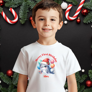 最初のメリー誕生日クリスマスベビーギフト ベビーTシャツ