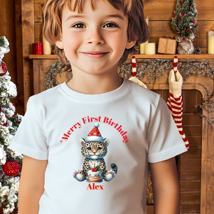 最初のメリー誕生日クリスマスベビーギフト ベビーTシャツ