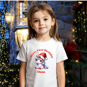 最初のメリー誕生日クリスマスベビーギフト ベビーTシャツ