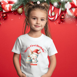最初のメリー誕生日クリスマスベビーギフト ベビーTシャツ