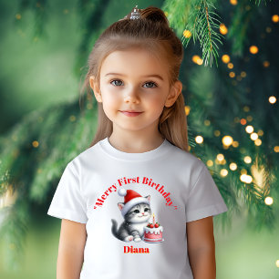 最初のメリー誕生日クリスマスベビーギフト ベビーTシャツ