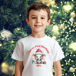 最初のメリー誕生日クリスマスベビーギフト ベビーTシャツ