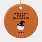 最初のモダンハロウィーン写真 セラミックオーナメント (裏面)