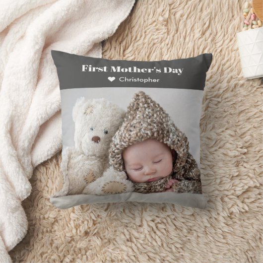 最初のモダン母親の日の写真名 クッション (ブランケット)