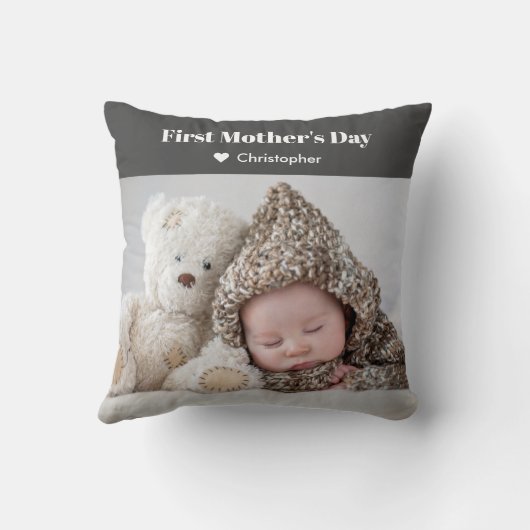 最初のモダン母親の日の写真名 クッション (裏面)