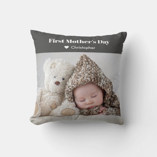 最初のモダン母親の日の写真名 クッション (正面)