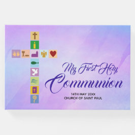 最初のモダン聖餐式のクロスカラフルシンボル ゲストブック