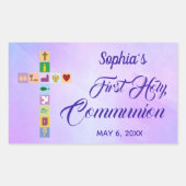 最初のモダン聖餐式のクロスカラフルシンボル 長方形シール (正面)