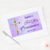 最初のモダン聖餐式のクロスカラフルシンボル 長方形シール (封筒)