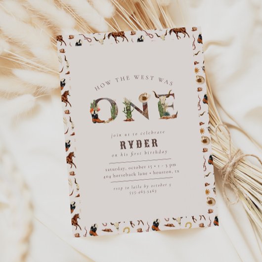 最初のモダンRodeo Western Boys 1st Birthday 招待状