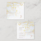 最初のモノグラムのエレガントな金ゴールドの大理石の贅沢のモダン スクエア名刺 (正面/裏面)