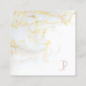 最初のモノグラムのエレガントな金ゴールドの大理石の贅沢のモダン スクエア名刺 (正面)